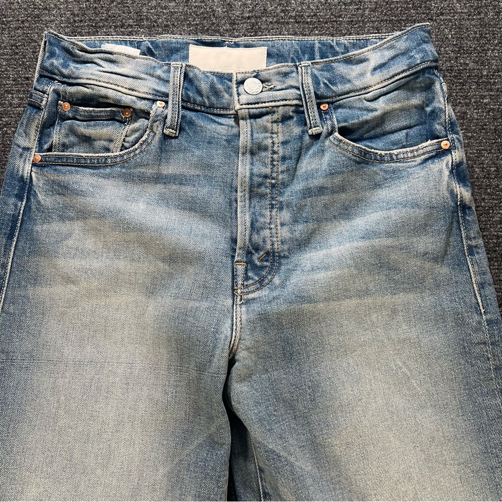 MOTHER Lil’ Tomcat Roller Sneak Jeans I Confess Wash Size 28 Wide Leg Flare - Picture 2 of 11